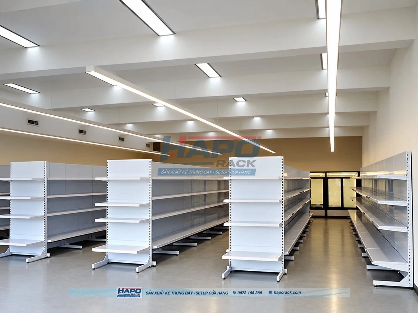 Kệ đầu dãy siêu thị Haporack với thiết kế chắc chắn và thẩm mỹ
