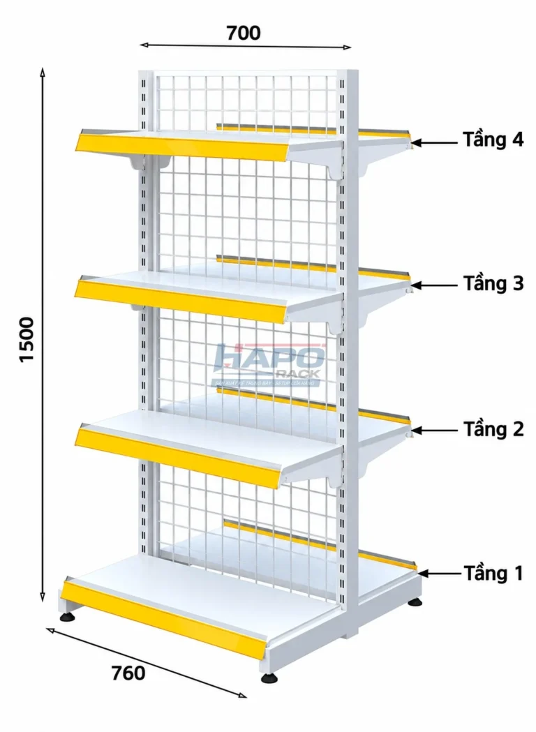 Kệ Đôi Lưng Lưới 4 Tầng