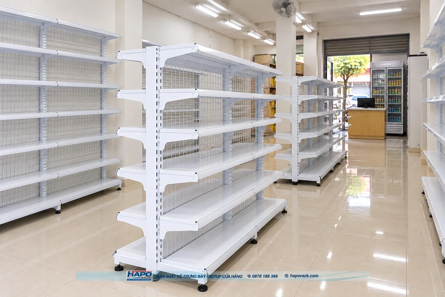 Kệ Đôi Lưng Lưới 6 Tầng Giữa Cửa Hàng