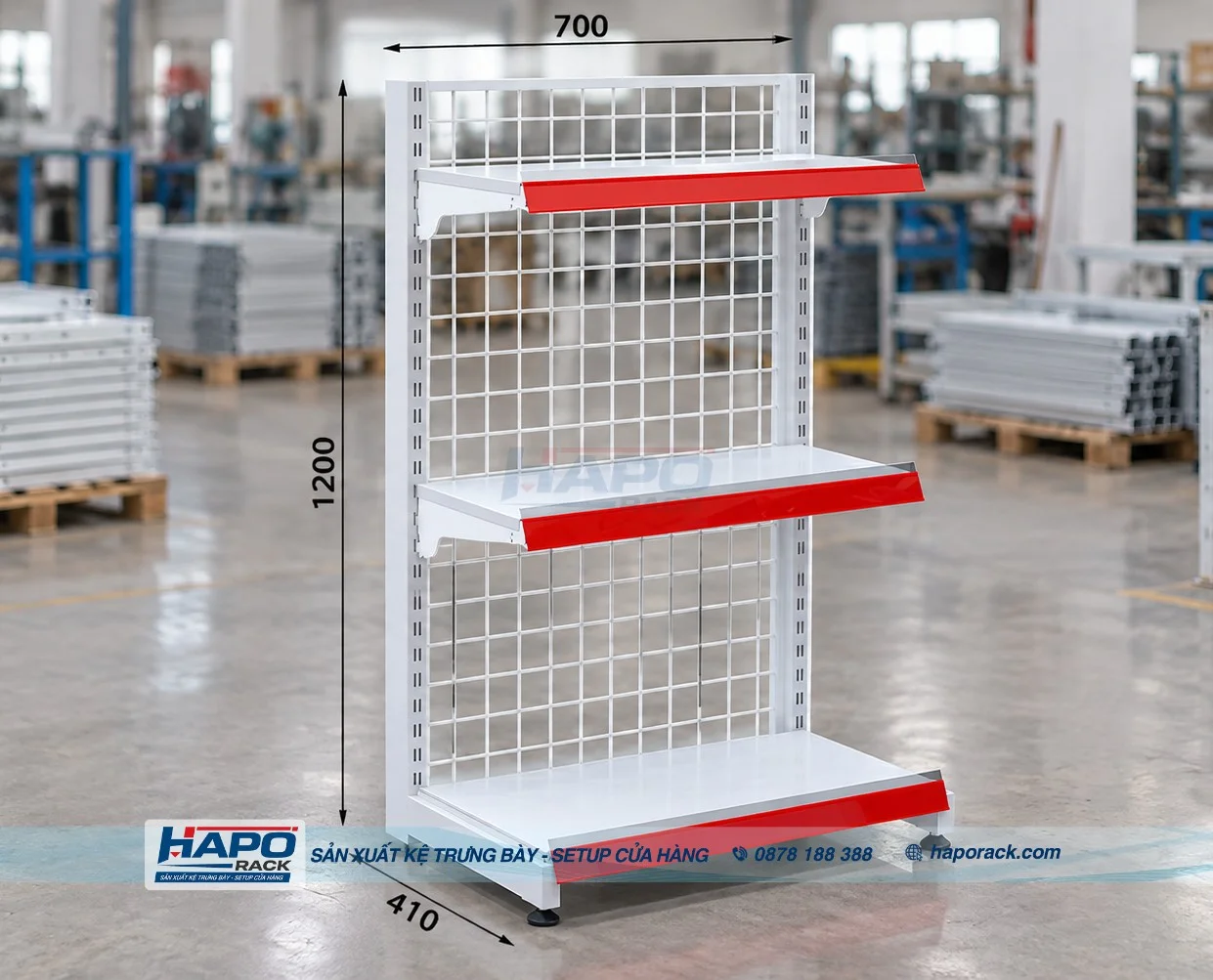 Kệ Đơn Lưng Lưới 3 Tầng 1m2 Phù Hợp Shop Nhỏ, Dễ Sắp Xếp Hàng
