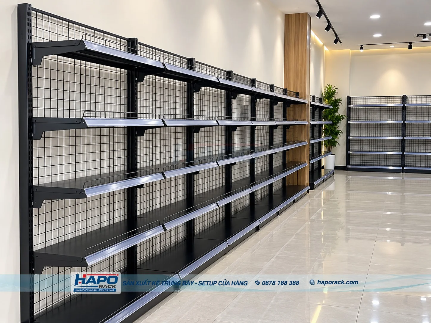 Kệ Đơn Siêu Thị Lưng Lưới 5 Tầng Cao 1m8 – Kích Thước Chuẩn