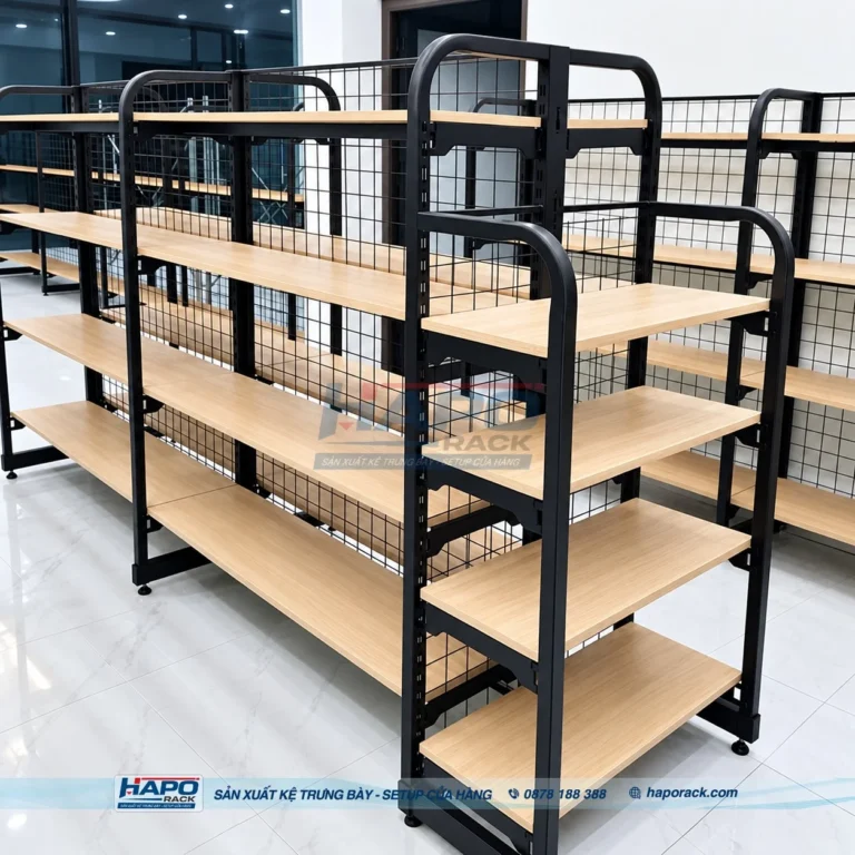 KỆ GỖ TRƯNG BÀY ĐỒ GIA DỤNG
