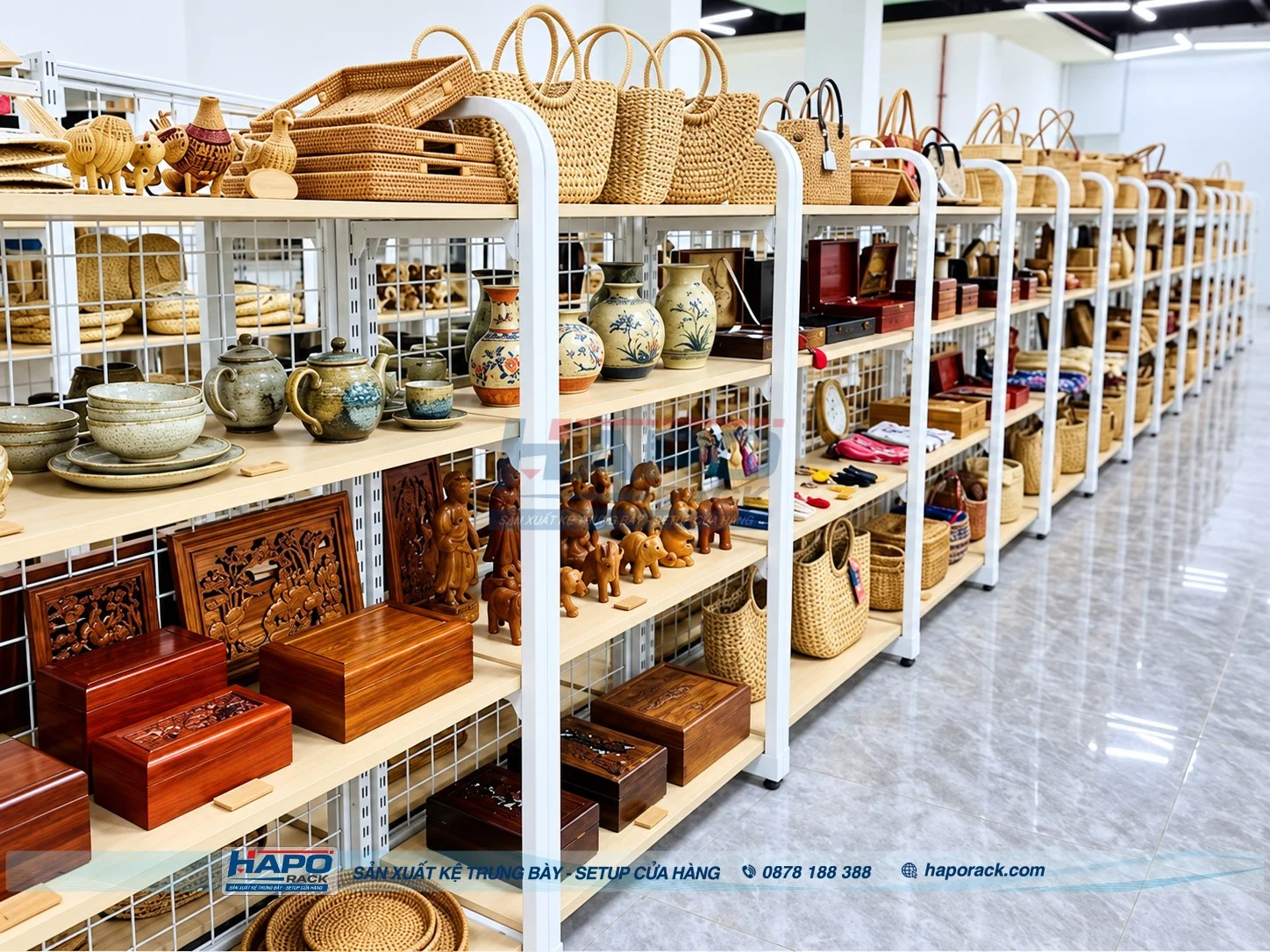 Kệ gỗ trưng bày đồ lưu niệm mini để bàn