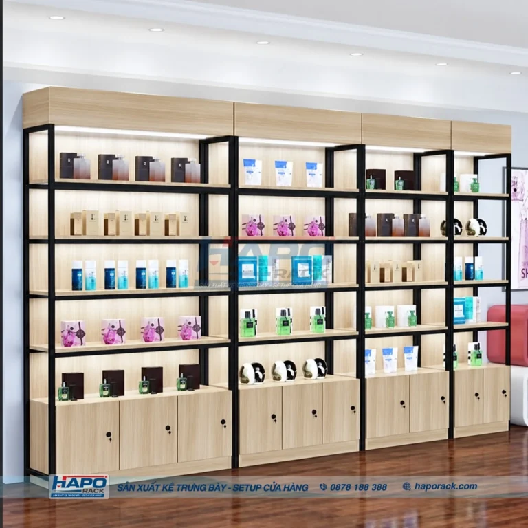 KỆ GỖ TRƯNG BÀY NƯỚC HOA