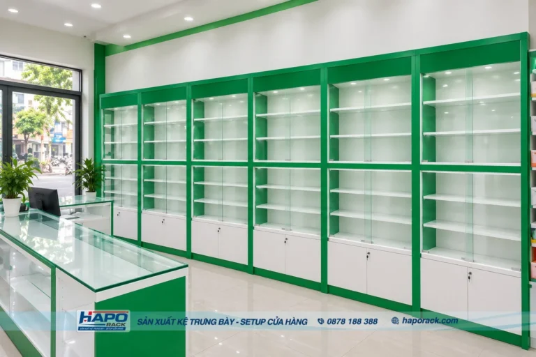 Kệ Gỗ Trưng Bày Nhà Thuốc