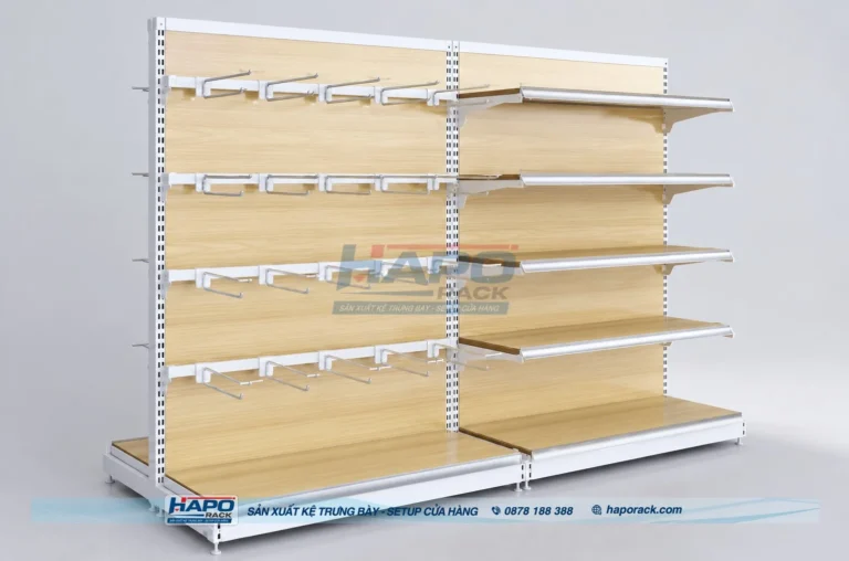 KỆ GỖ TRƯNG BÀY ỐP LƯNG
