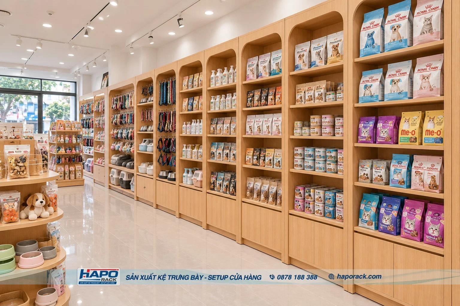 Kệ gỗ trưng bày sản phẩm