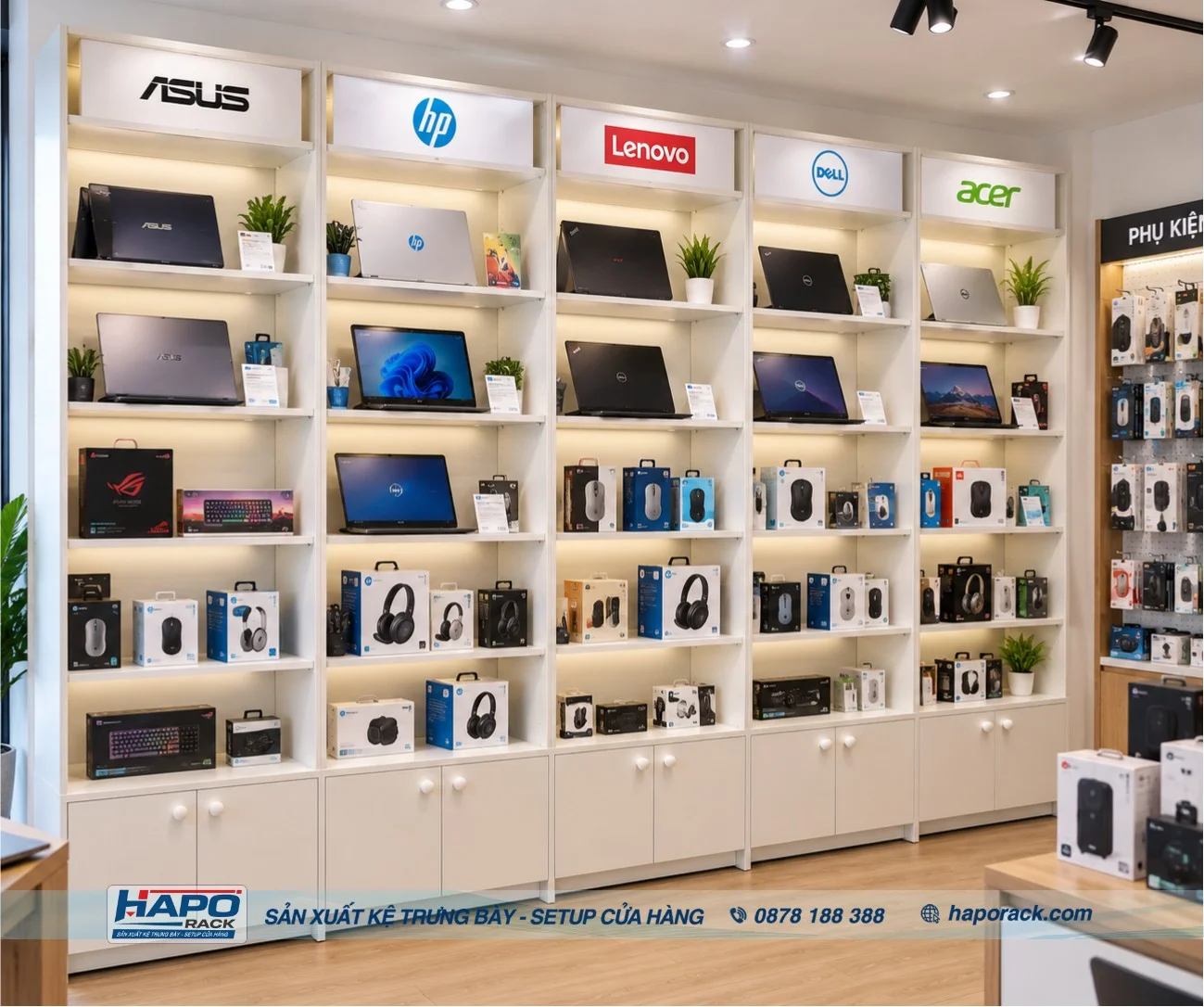 Kệ gỗ trưng bày thiết bị điện tử