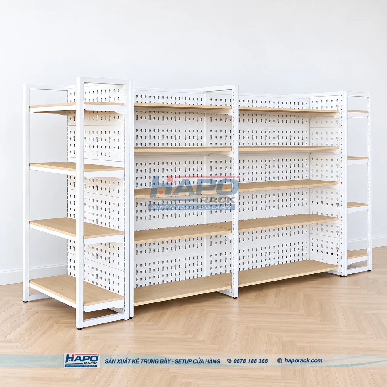 Kệ gỗ trưng bày thực phẩm sạch đẹp và tiện dụng