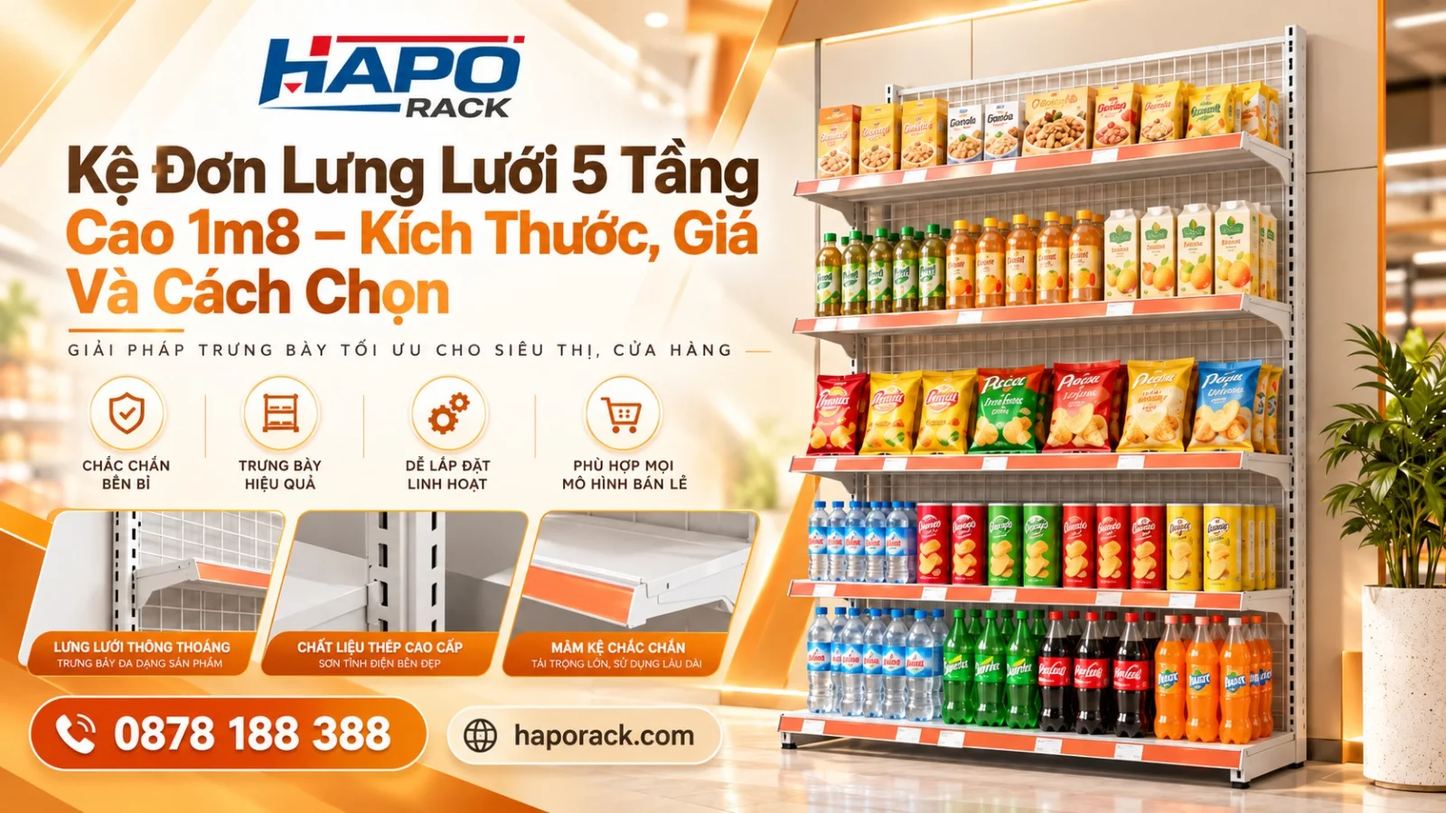 Kệ Lưng Lưới Đơn 5 Tầng Cao 1m8 – Kích Thước Và Báo Giá Chi Tiết