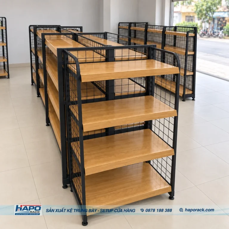 Kệ Lưng Lưới Mâm Gỗ 4 Tầng