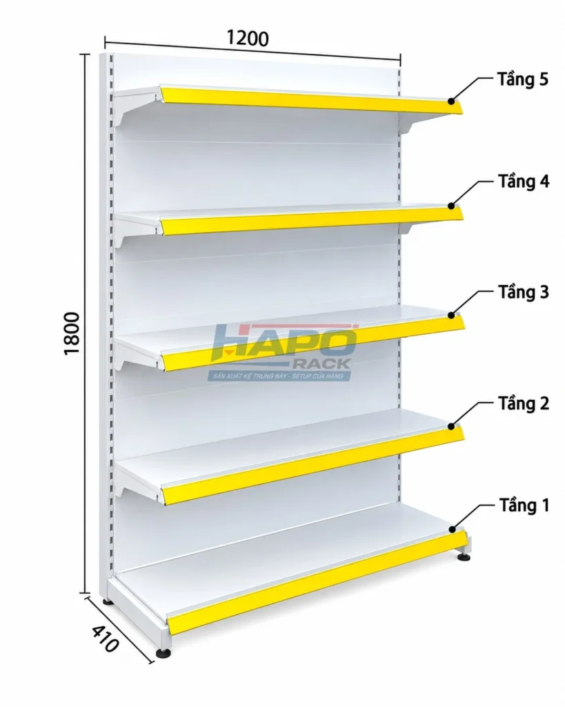 Thông số Kệ Đơn Lưng Tôn Liền 5 Tầng