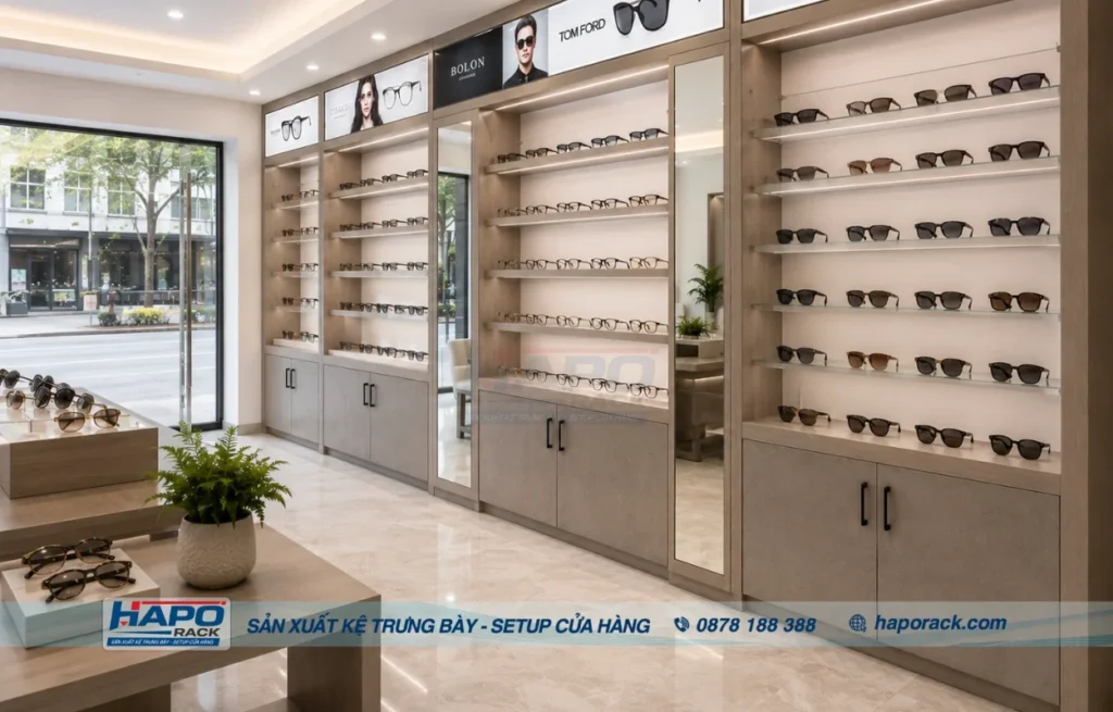 Kệ Mắt Kính Đẹp Tại Xã Chư Pưh, Gia Lai – Thiết Kế Theo Mặt Bằng