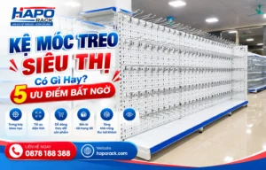 Kệ móc treo siêu thị giúp trưng bày hàng hóa gọn gàng và đẹp mắt