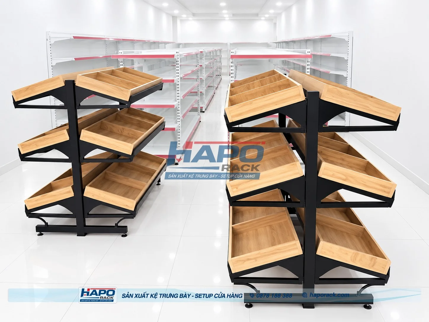 Kệ rau củ siêu thị HAPO RACK thiết kế chắc chắn theo nhu cầu cửa hàng