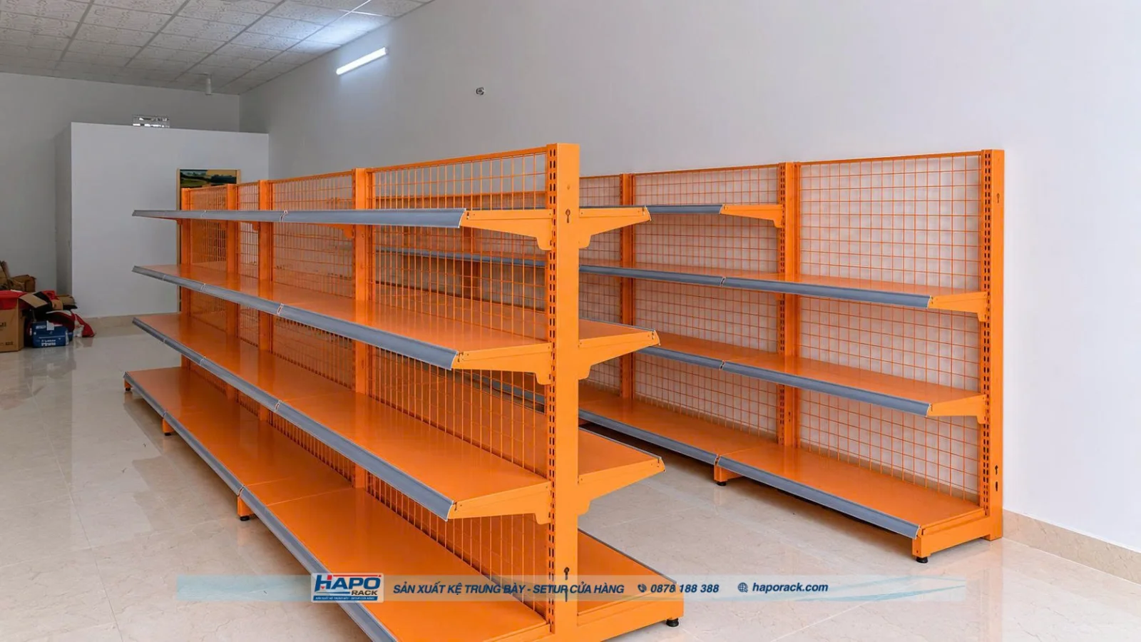Kệ Siêu Thị Đôi Lưng Lưới 4 Tầng