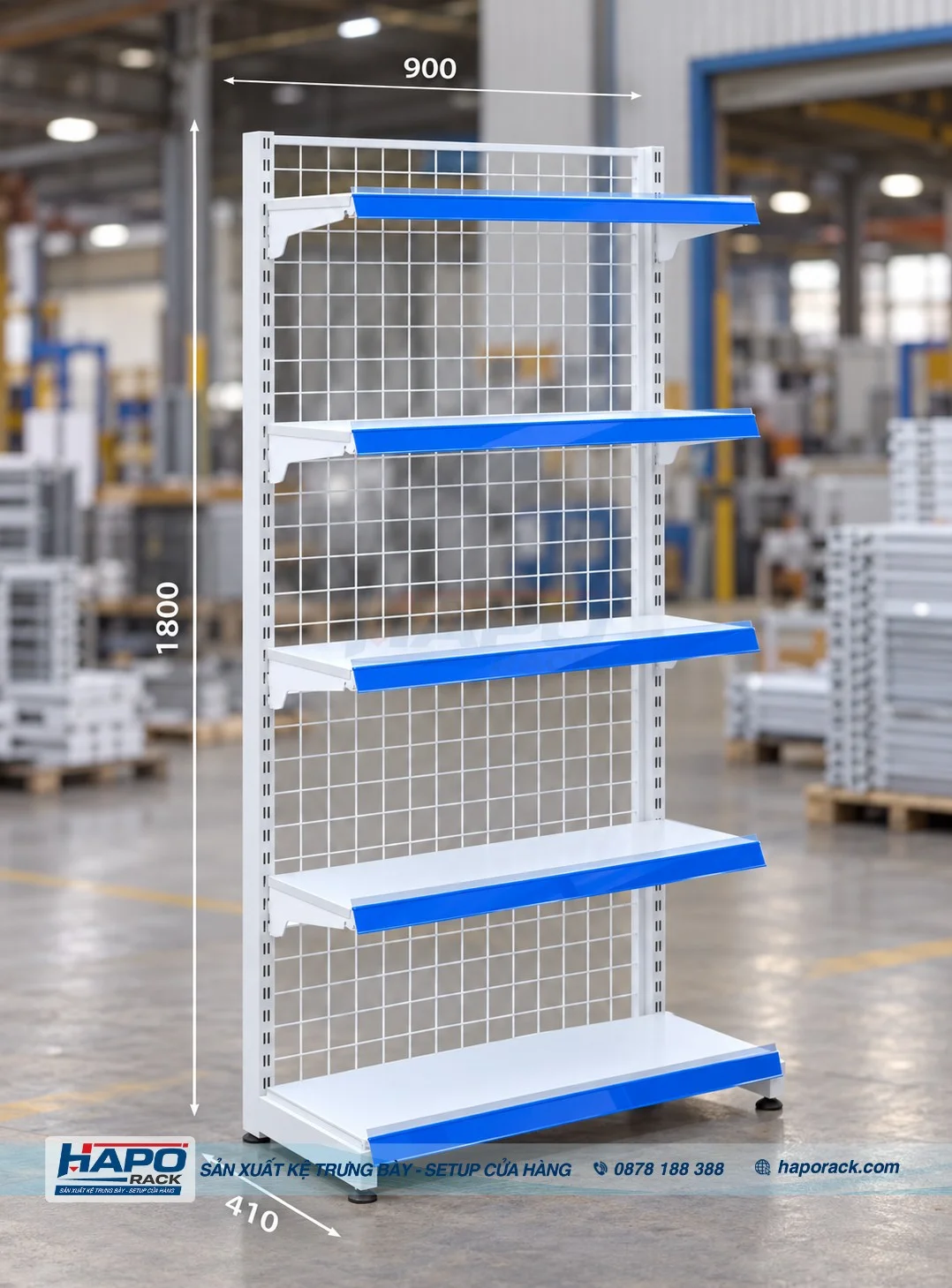 Kệ Siêu Thị Đơn Lưng Lưới 5 Tầng 1m8 – Kích Thước Và Báo Giá
