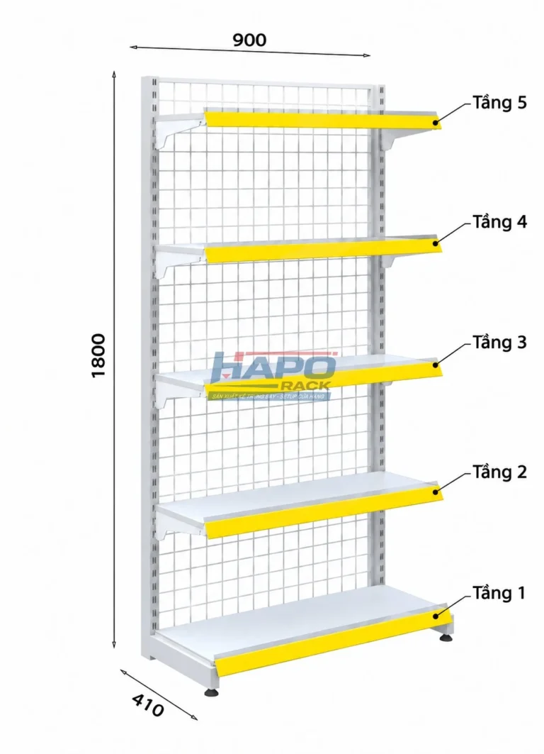 Kệ Đơn Lưng Lưới 5 Tầng