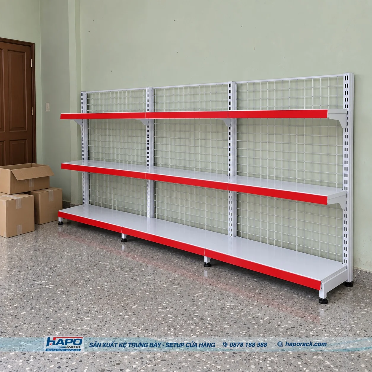 Kệ Siêu Thị Lưng Lưới 3 Tầng