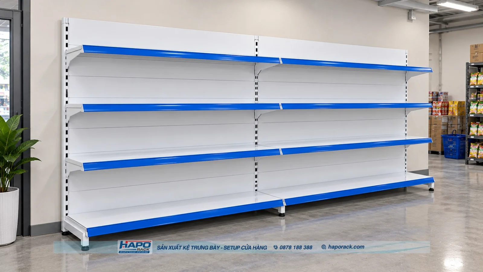 Kệ Siêu Thị Lưng Tôn Liền 4 Tầng