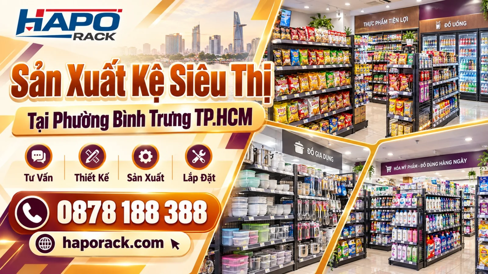 Kệ Siêu Thị Phường Bình Trưng TP.HCM – Sản Xuất, Giao Và Lắp Đặt