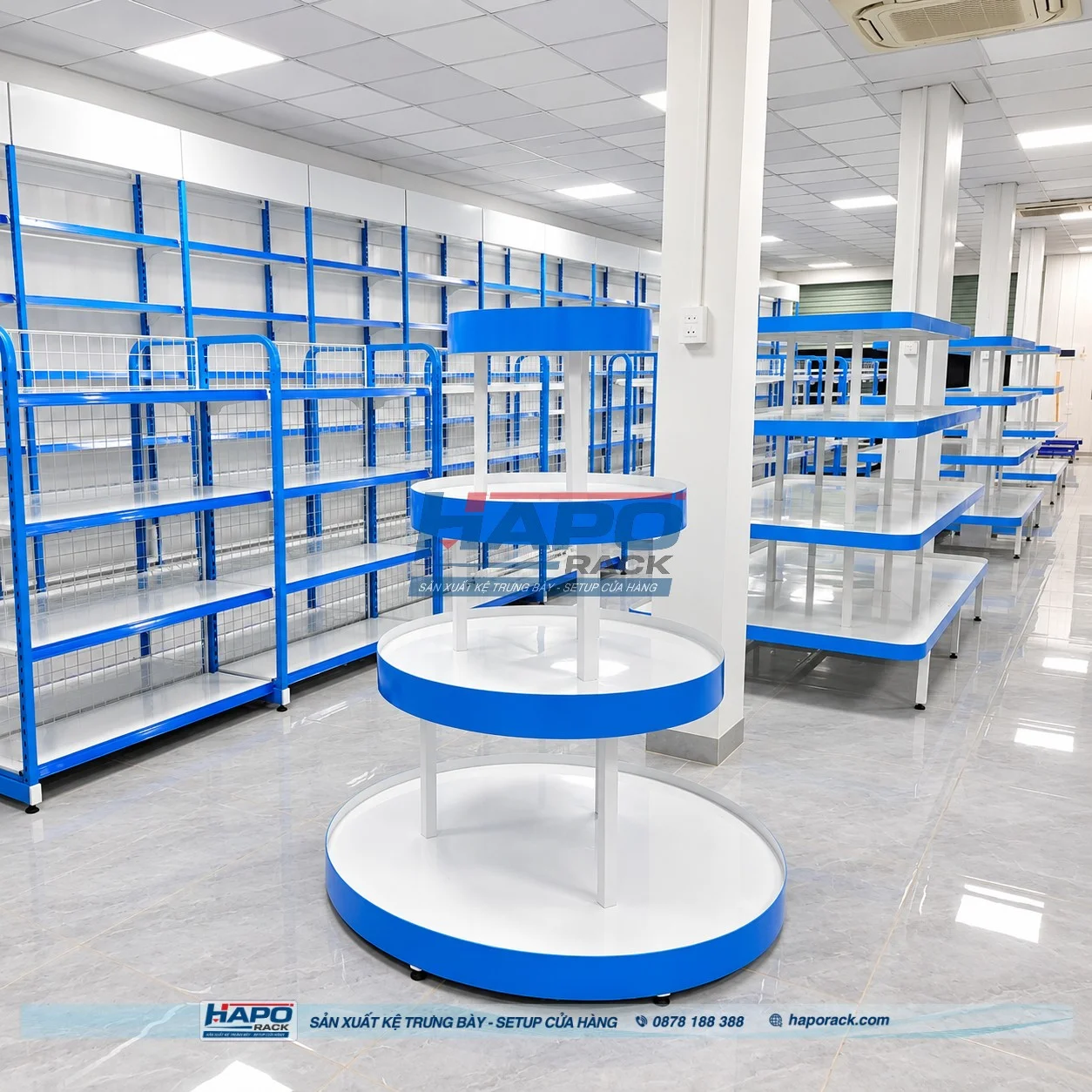 Kệ tròn trưng bày Haporack với thiết kế đẹp và tiện dụng