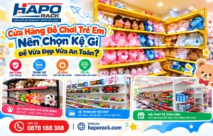 Kệ trưng bày đồ chơi trẻ em thiết kế đẹp, hiện đại và tối ưu diện tích cửa hàng.