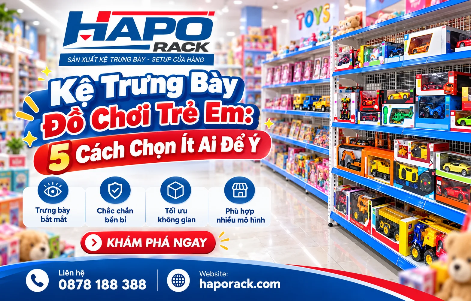 - Kệ trưng bày đồ chơi trẻ em thiết kế đẹp và hiện đại cho cửa hàng