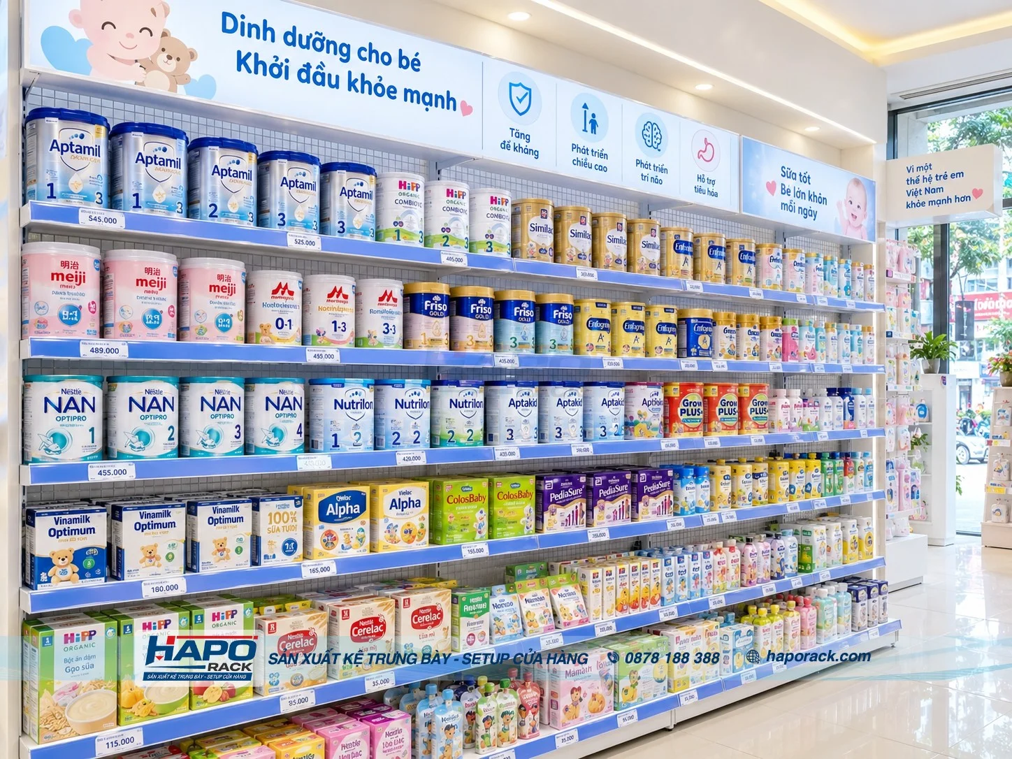 Kệ Trưng Bày Lưng Lưới 6 Tầng Cao 2m1 Tận Dụng Tối Đa Chiều Cao