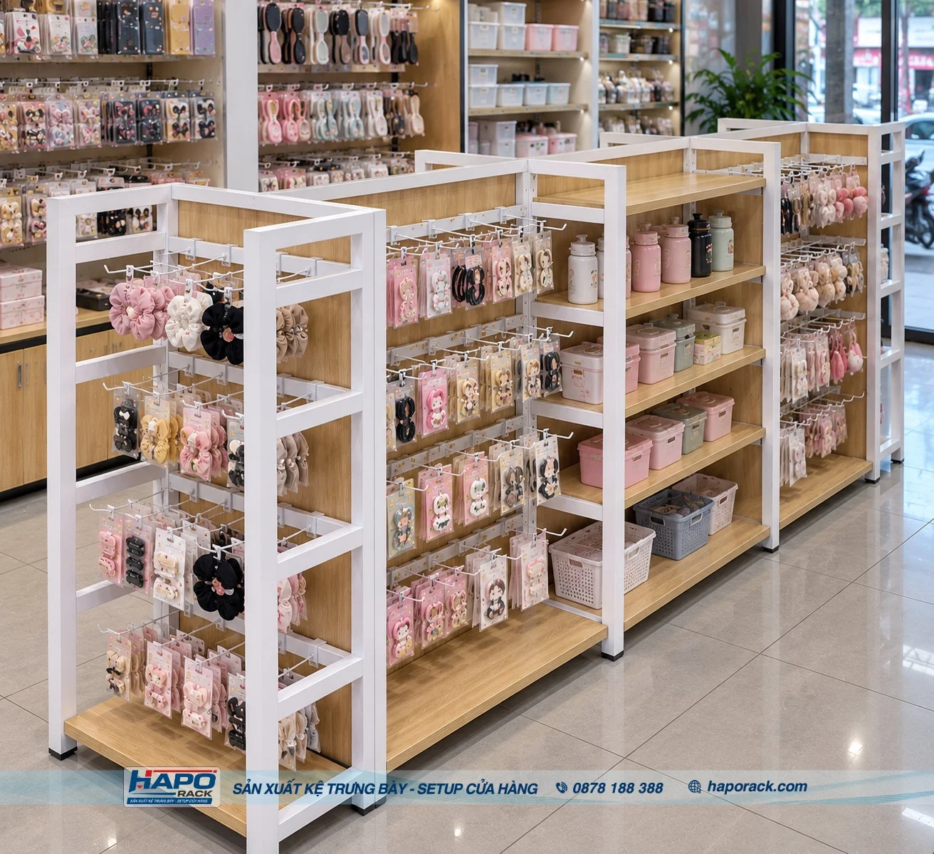 Kệ trưng bày phụ kiện khung sắt sơn tĩnh điện bền đẹp