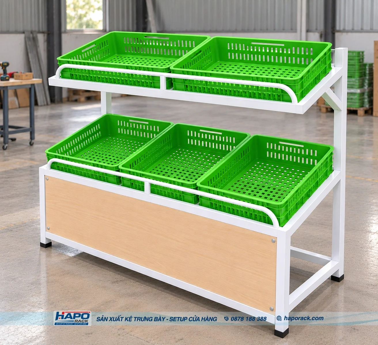 Kệ Trưng Bày Rau Củ Quả Khung Sắt
