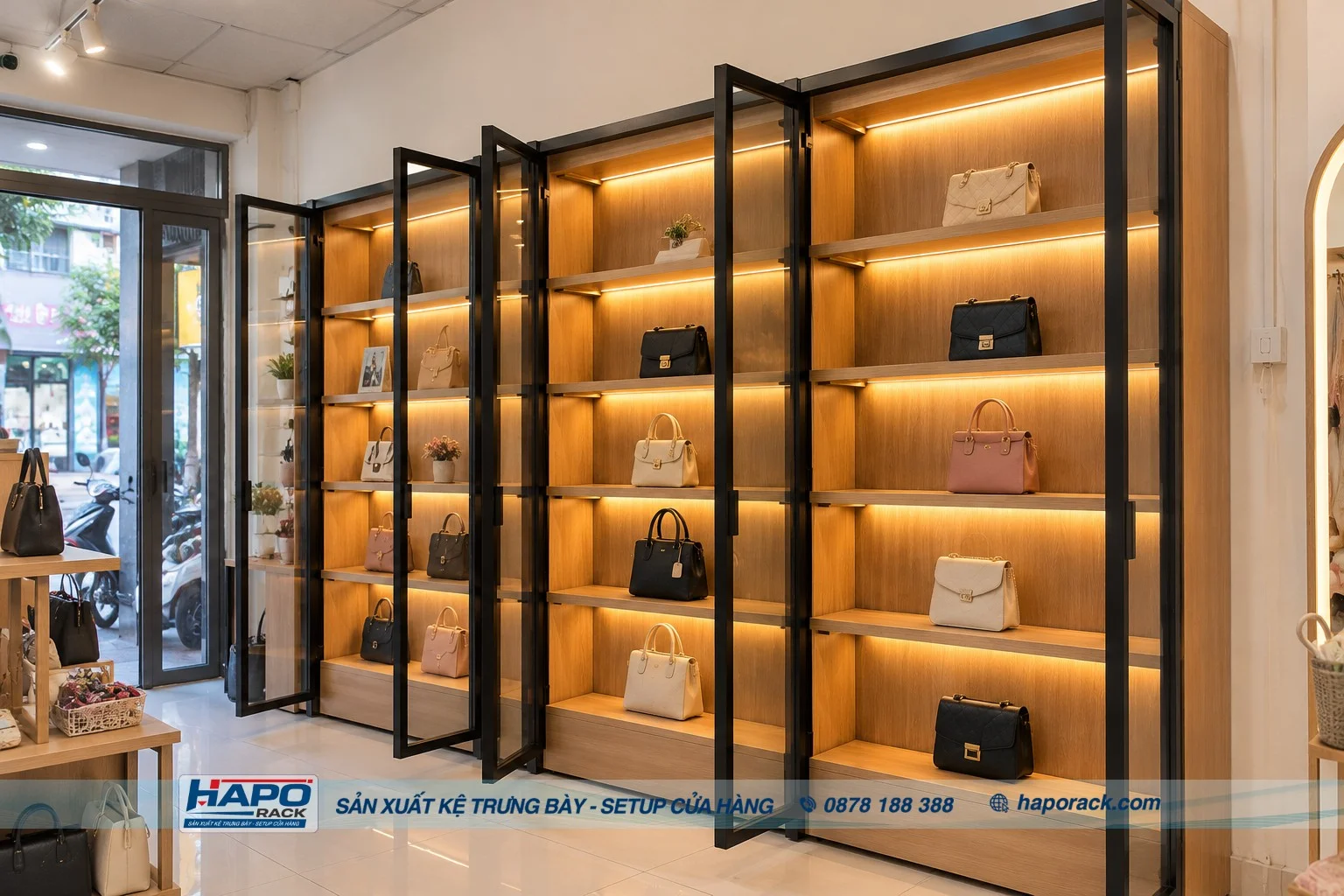 Kệ trưng bày túi xách