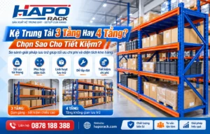 Kệ trung tải 3 tầng Haporack thiết kế chắc chắn cho kho hàng