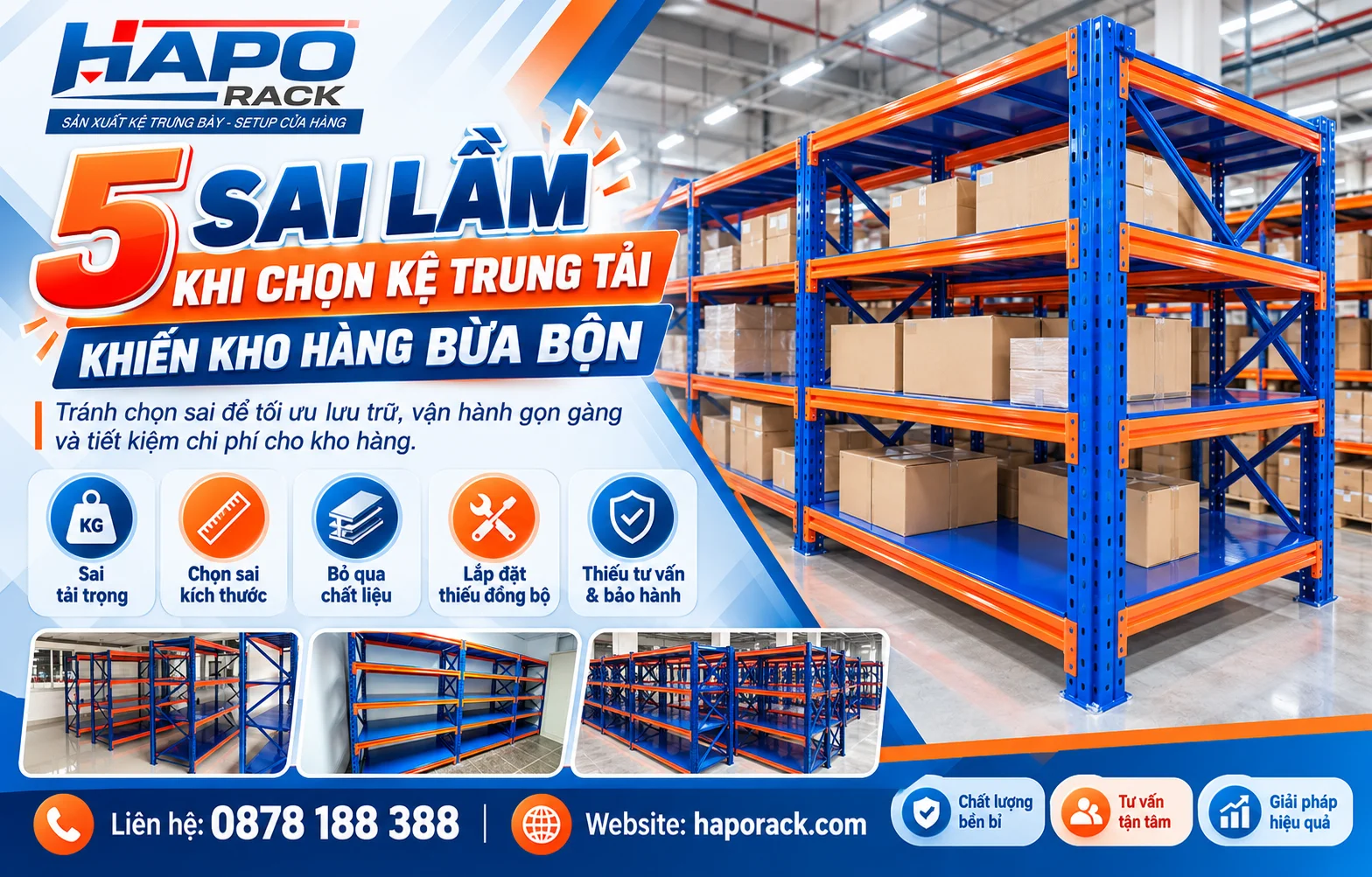 Kệ trung tải Haporack giúp sắp xếp hàng hóa trong kho gọn gàng