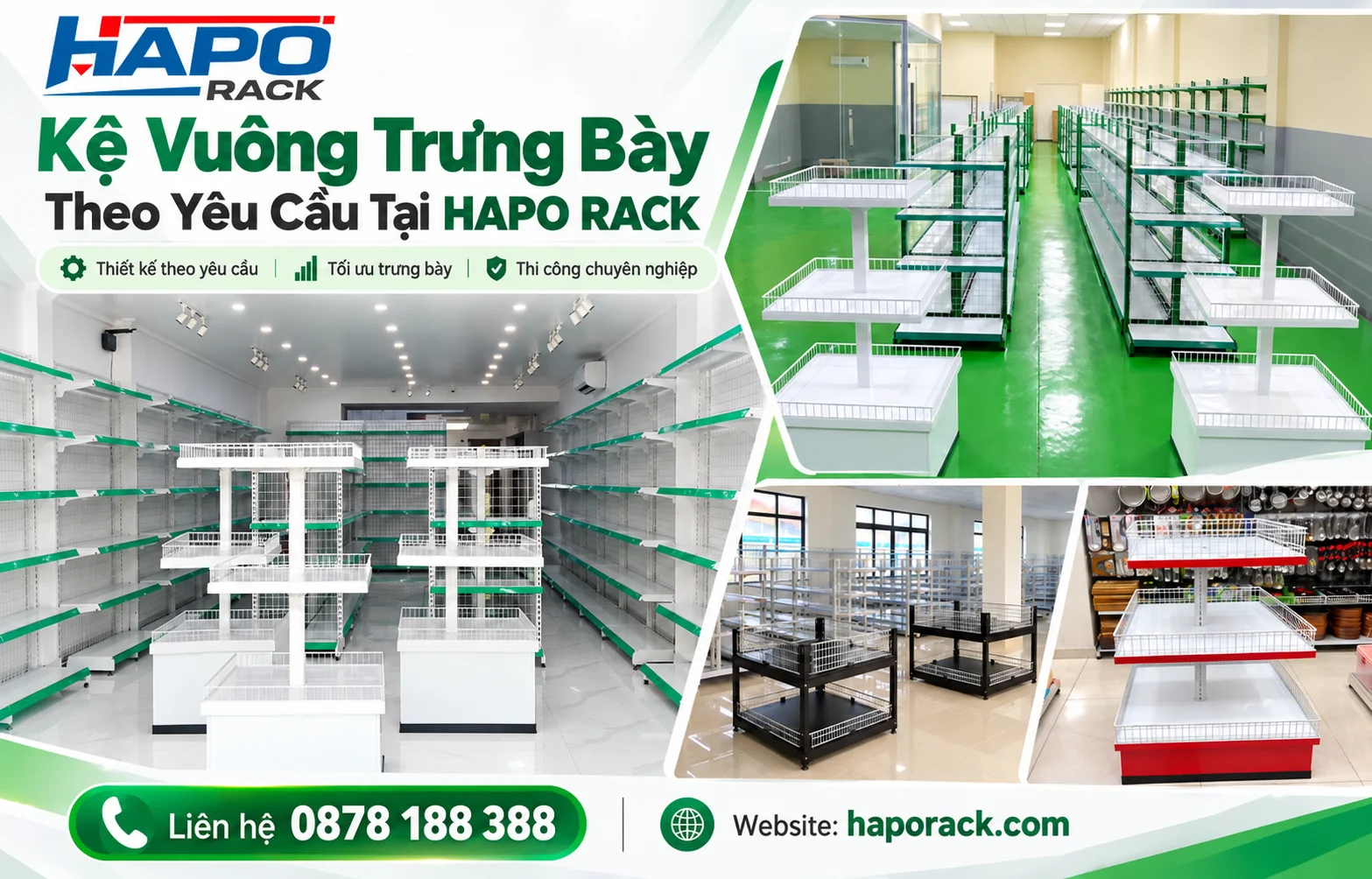 Kệ vuông trưng bày theo yêu cầu tại HAPO RACK cho cửa hàng hiện đại