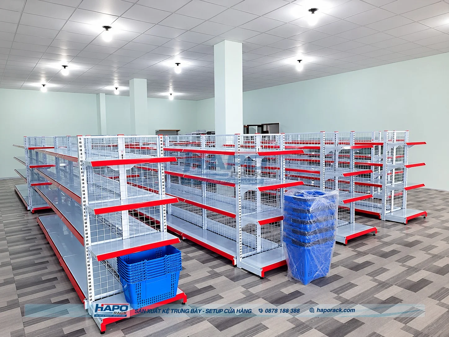 Mẫu kệ đầu dãy siêu thị hiện đại phù hợp với nhiều không gian cửa hàng