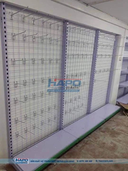 Mẫu kệ móc treo phụ kiện lưng lưới phù hợp siêu thị mini