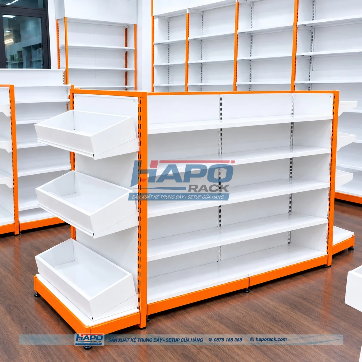 Mẫu siêu thị mini đẹp với cách sắp xếp kệ khoa học và tiện lợi