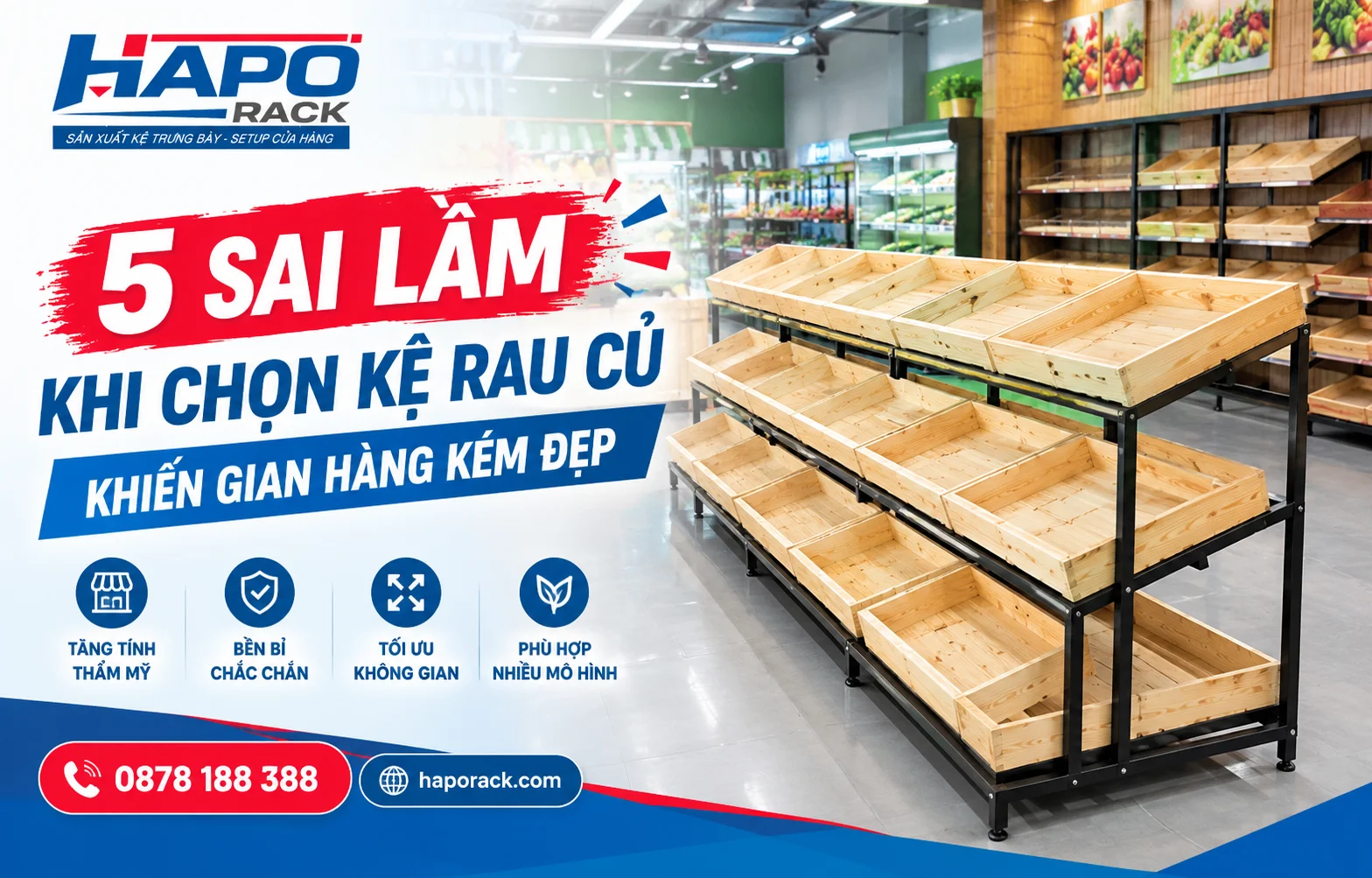 Những sai lầm khi chọn kệ rau củ khiến gian hàng kém đẹp