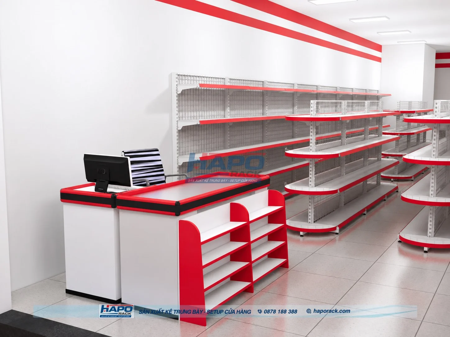 Quầy thu ngân chữ L hay chữ I phù hợp với cửa hàng hiện đại