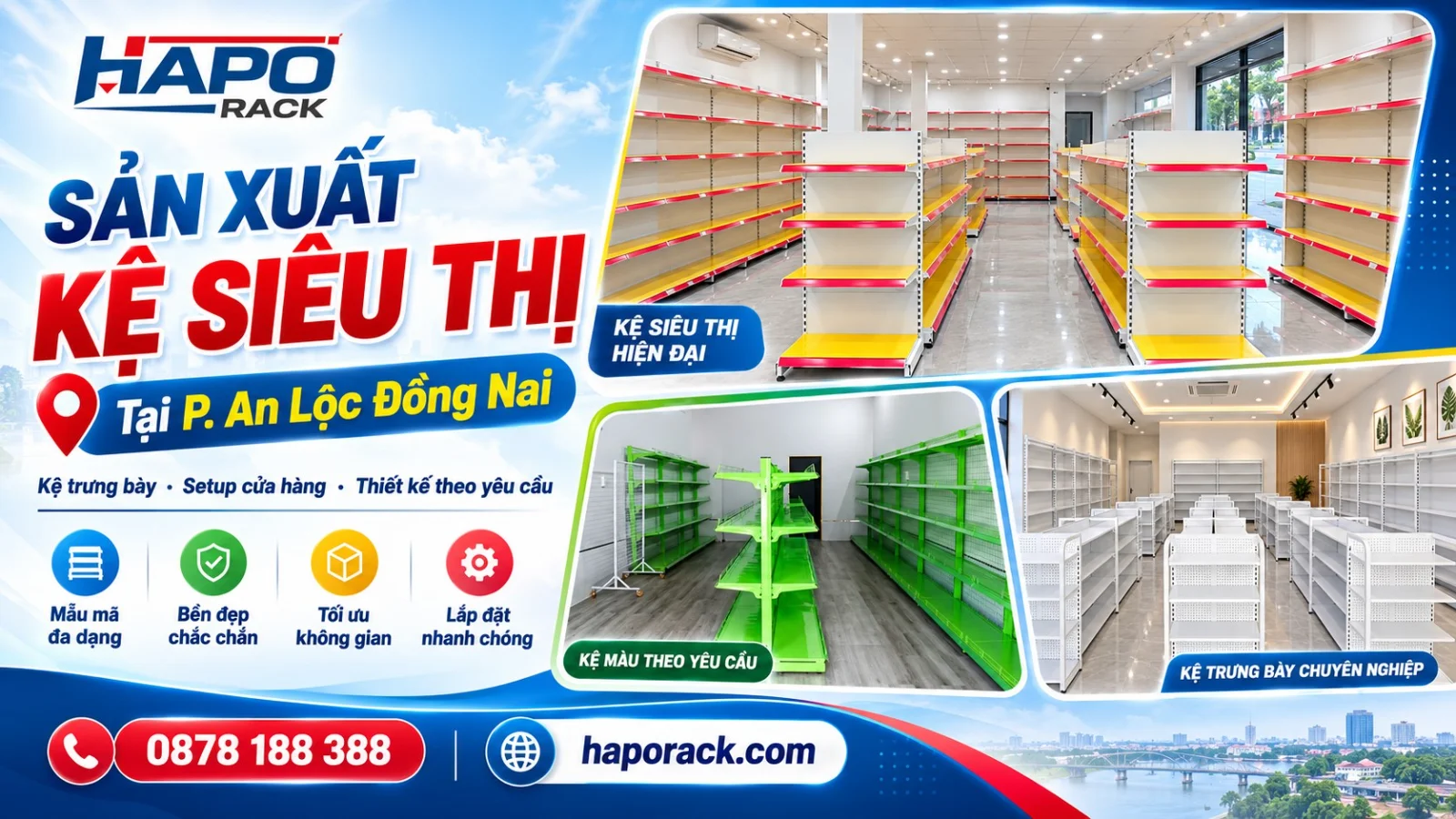 Sản Xuất Kệ Siêu Thị Tại P. An Lộc Đồng Nai Giá Tận Xưởng