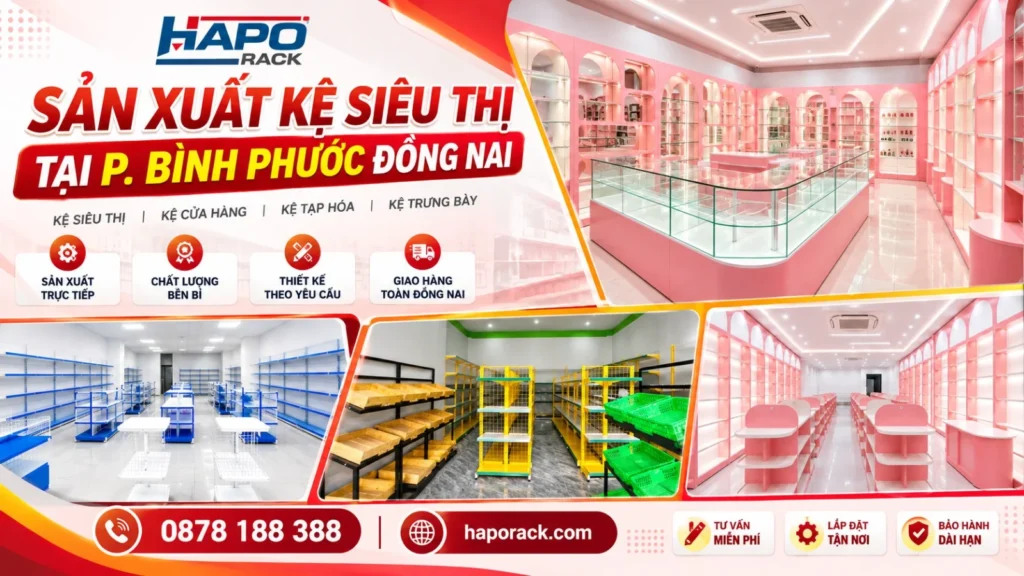 Sản Xuất Kệ Siêu Thị Tại P. Bình Phước Đồng Nai Giá Tận Xưởng