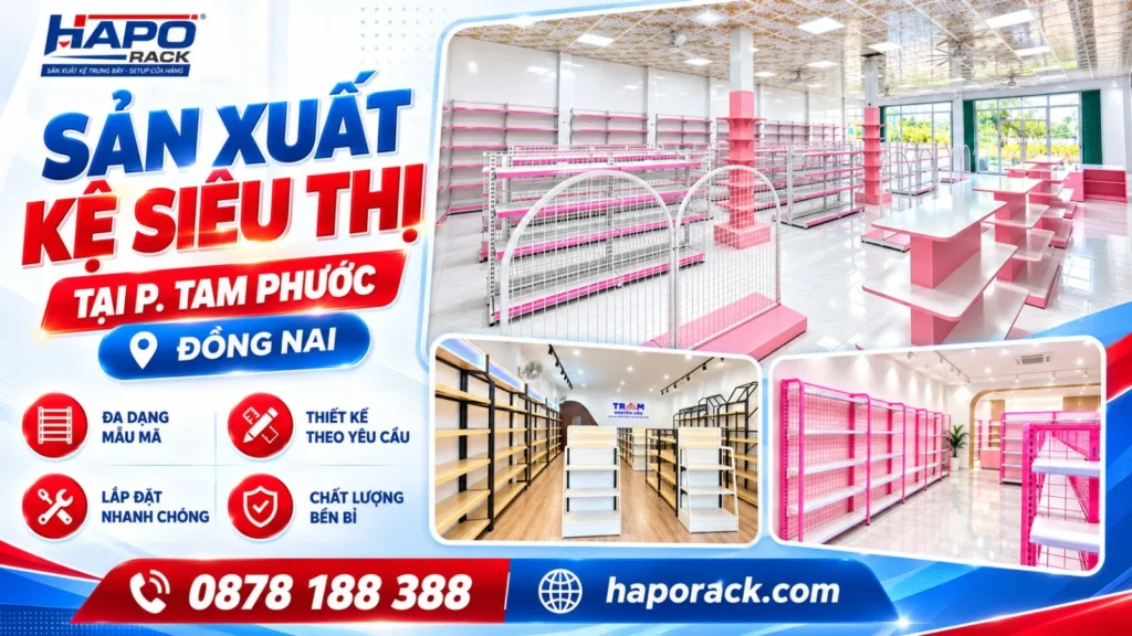 Sản Xuất Kệ Siêu Thị Tại P. Tam Phước Đồng Nai Giá Tận Xưởng