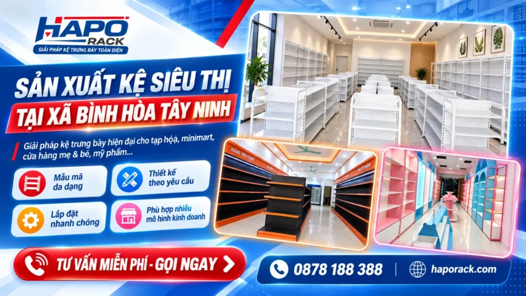 Sản Xuất Kệ Siêu Thị Tại Xã Bình Hòa Tây Ninh Uy Tín, Bền Đẹp