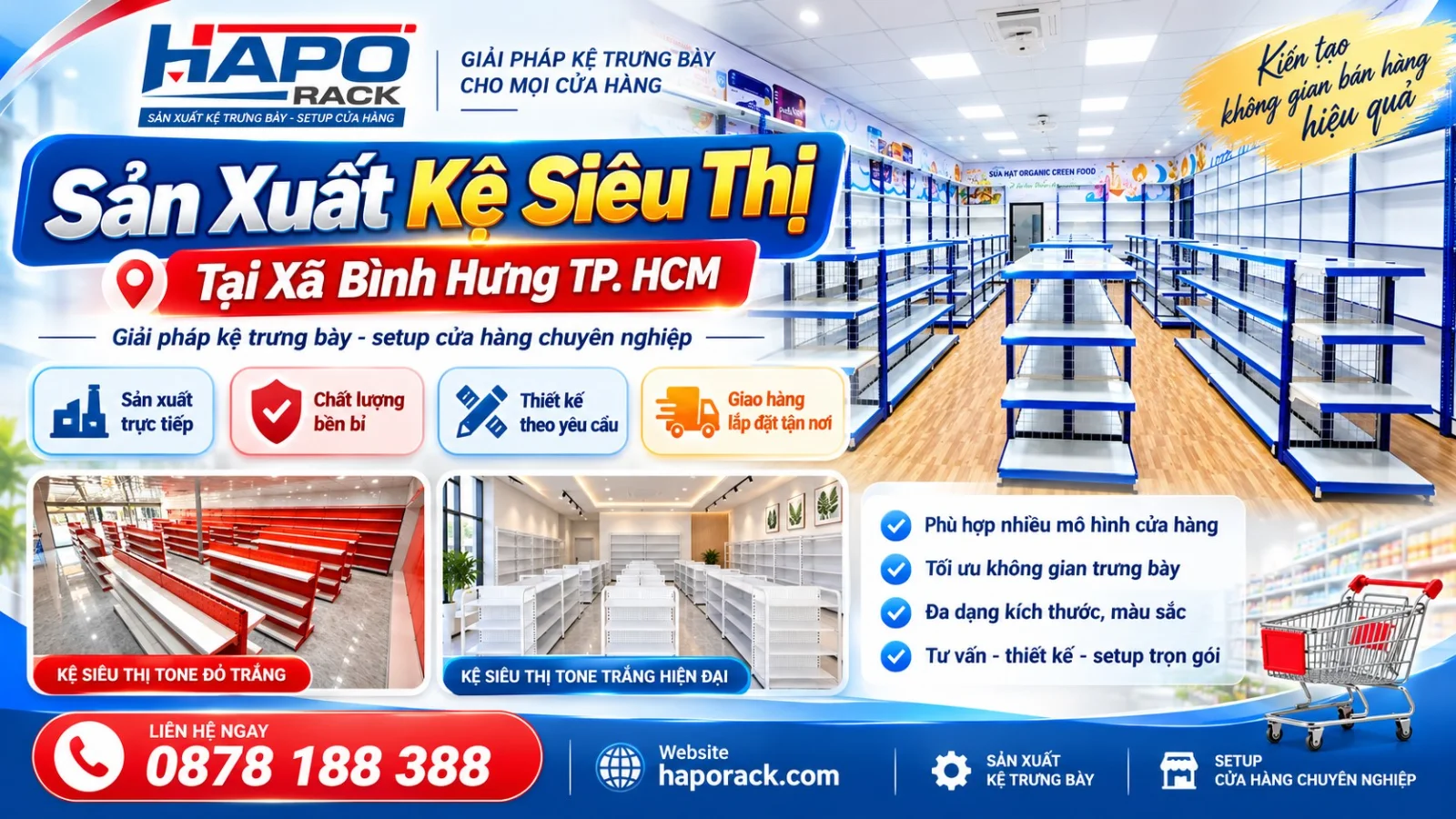 Sản Xuất Kệ Siêu Thị Tại Xã Bình Hưng TP.HCM – HAPO RACK