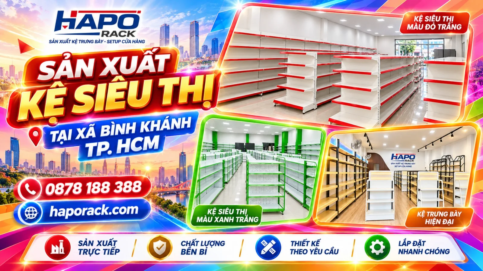 Sản Xuất Kệ Siêu Thị Tại Xã Bình Khánh TP.HCM – HAPO RACK
