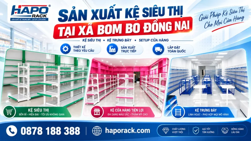 Sản Xuất Kệ Siêu Thị Tại Xã Bom Bo Đồng Nai Giá Tốt Tận Xưởng