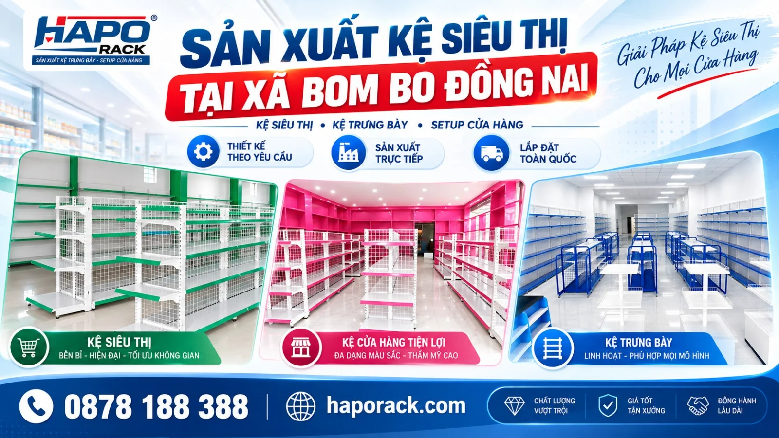 Sản Xuất Kệ Siêu Thị Tại Xã Bom Bo Đồng Nai Giá Tốt Tận Xưởng
