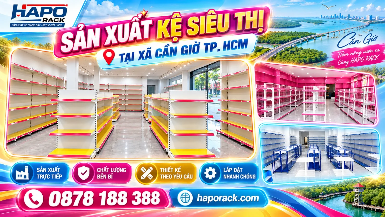 Sản Xuất Kệ Siêu Thị Tại Xã Cần Giờ TP.HCM – HAPO RACK