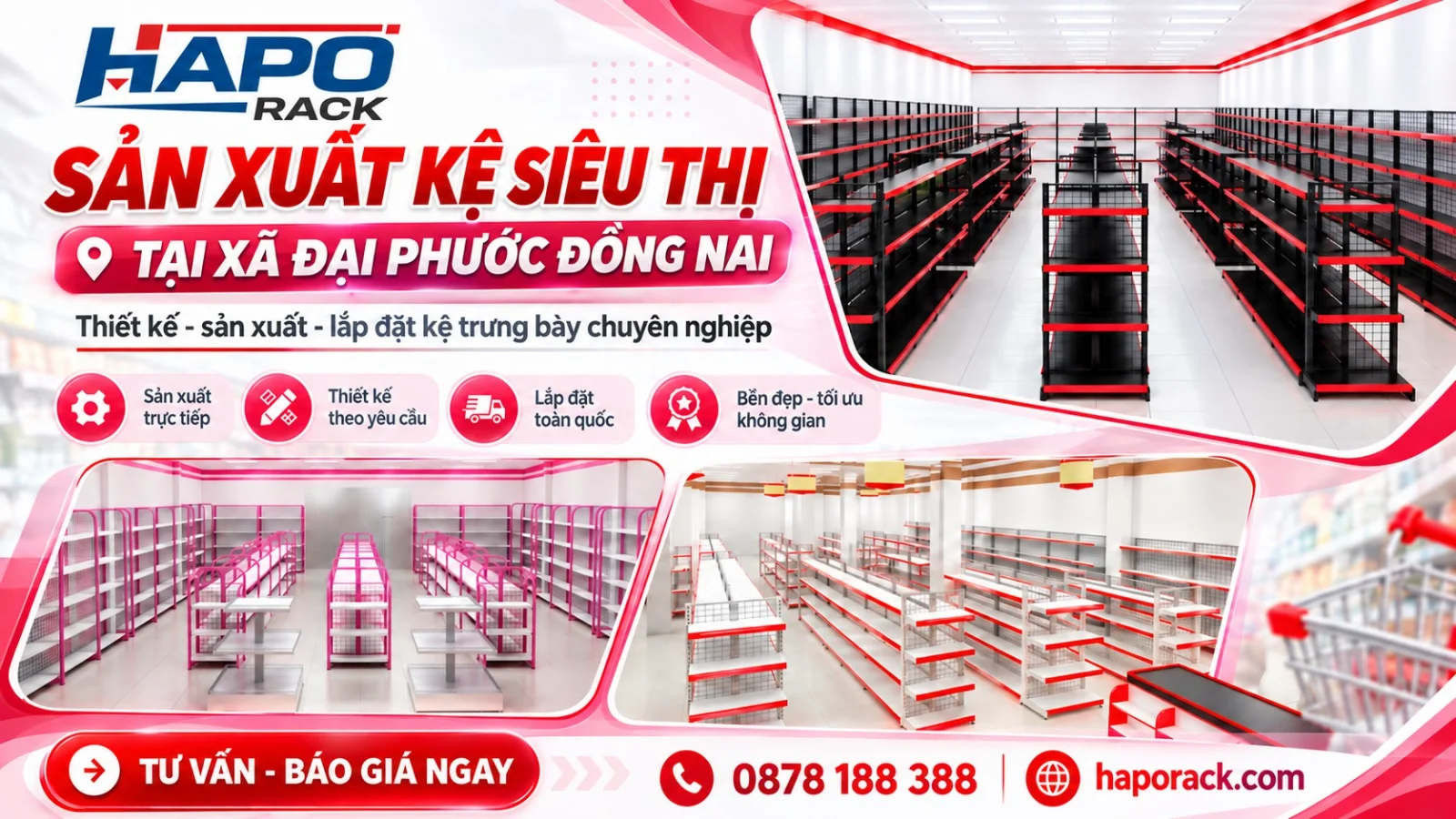 Sản Xuất Kệ Siêu Thị Tại Xã Đại Phước Đồng Nai Giá Tốt